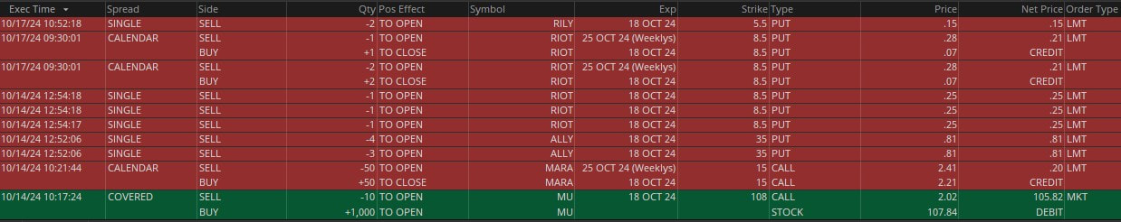Week 42 trades